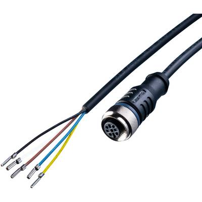 Un faisceau de câbles électriques multicolores avec un connecteur rond, utilisé pour des applications industrielles.