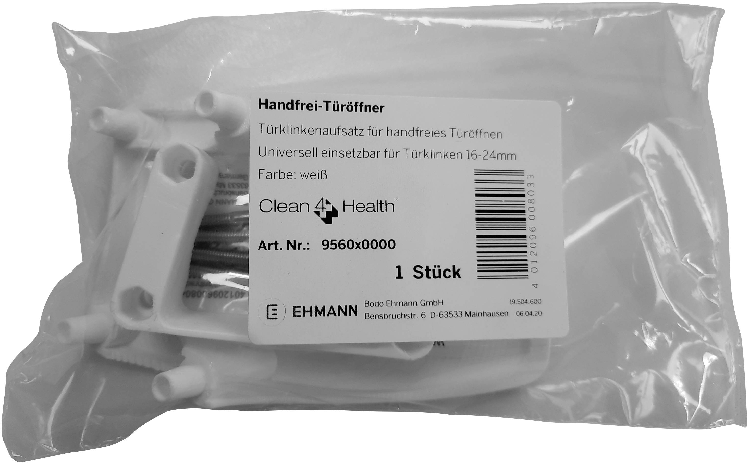 Ouvre-porte mains libres, adaptateur pour poignées de porte. Universel pour poignées de 16-24 mm, couleur blanche, 1 pièce.