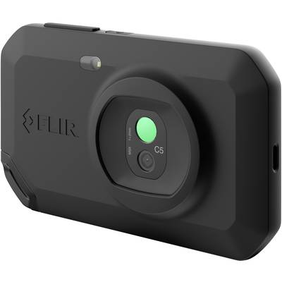 Caméra thermique portable FLIR C5, de forme rectangulaire, noire, affichant les températures basses et hautes avec LED intégrée et écran.