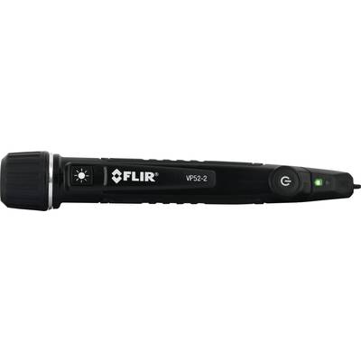Testeur de tension électronique de forme stylo avec éclairage LED latéral. Affichage pour la détection de tension et bouton marche/arrêt visible.