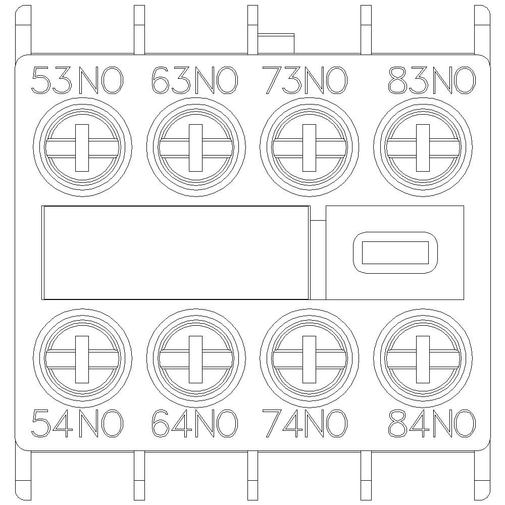'Barrette de bornes électrique multipolaire avec numérotation de 53NO à 84NO, connexions de fils pour systèmes de commutation, vue de face des bornes de connexion.'