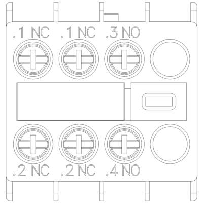 Schéma de câblage d'un composant avec étiquettes de bornes '.1 NC', '.2 NC', '.3 NO', '.4 NO'. Illustre la configuration de connexion électrique.