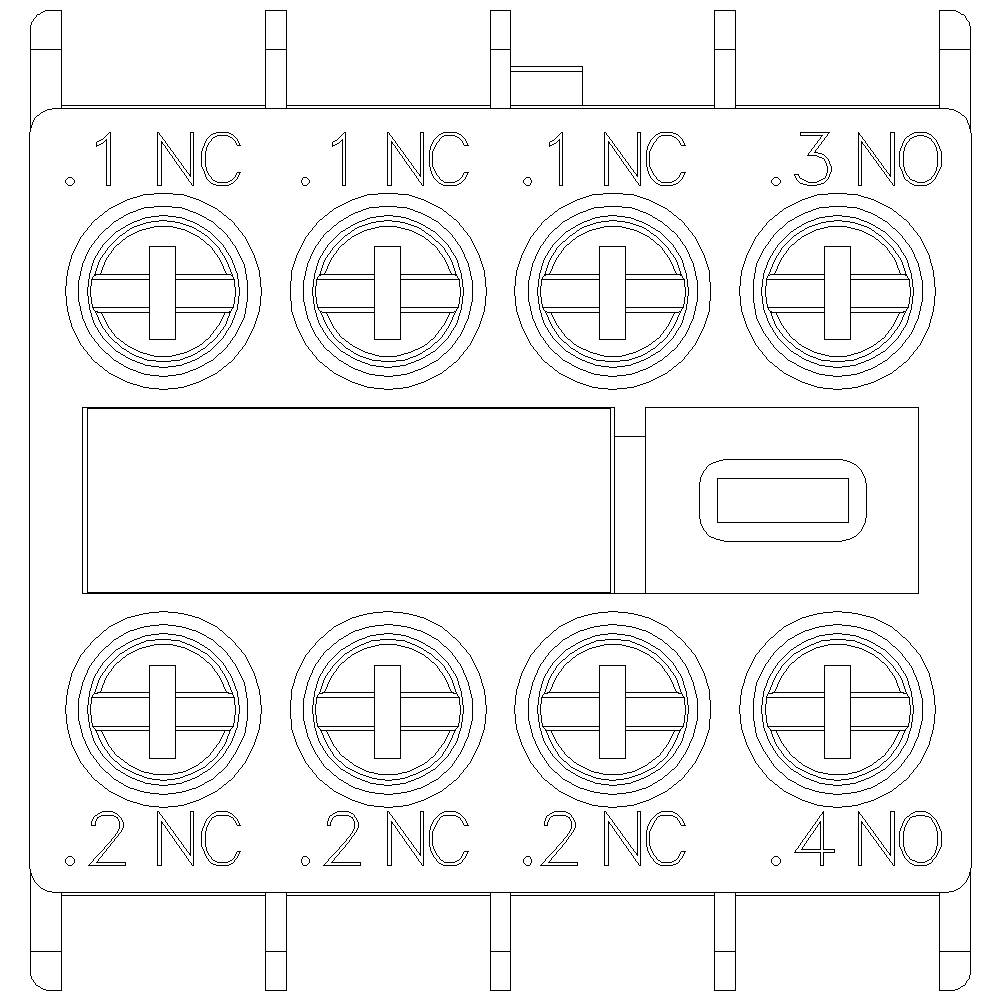 Un dessin technique montre une série d'interrupteurs électriques avec les étiquettes '.1 NC', '.2 NC', '.3 NO', '.4 NO'.