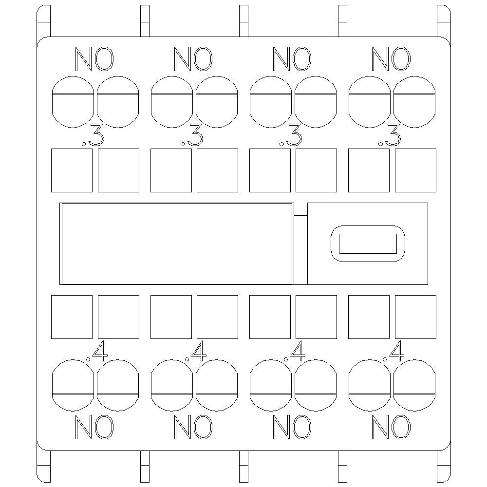 Schéma de câblage d'un ensemble électrique avec plusieurs bornes de connexion étiquetées 'NO', '0.3', '0.4'.