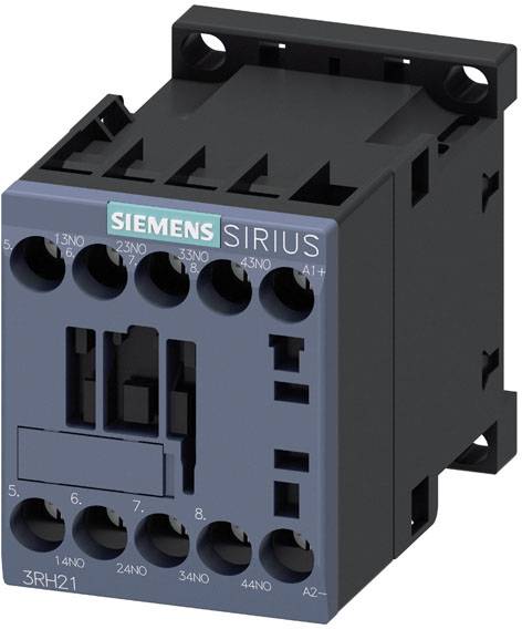Un contacteur électrique Siemens de la série Sirius, modèle 3RH21. Il est utilisé à des fins de commande et de commutation.