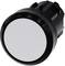 Un bouton-poussoir rond noir avec une grande surface plate blanche au centre ; souvent utilisé pour les circuits électriques.