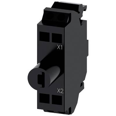 Interrupteur électrique noir avec deux bornes, étiqueté 'X1' et 'X2', sur un fond neutre.