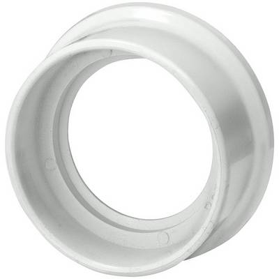 Manchon cylindrique blanc en plastique avec un grand trou central. Utilisé pour des connexions de tuyaux ou mécaniques.