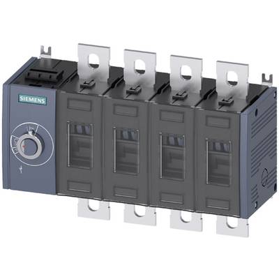 Un interrupteur électrique quadripolaire de Siemens avec un bouton rotatif sur le côté gauche, probablement destiné à des applications industrielles.