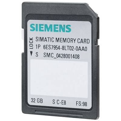 Une carte mémoire Siemens SIMATIC de 32 Go. Référence produit : 6ES7954-8LT02-0AA0. Utilisée pour le stockage de données dans les appareils.