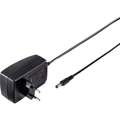 Un bloc d'alimentation noir avec une fiche européenne et un câble, adapté à l'alimentation électrique des appareils.