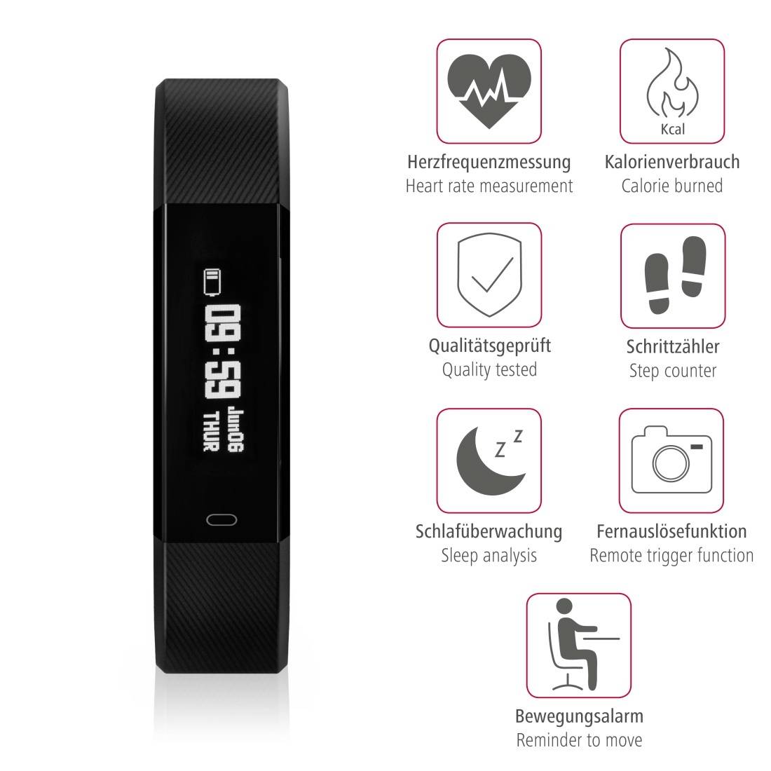 Hama Fit Track 1900 Bracelet connecté avec cardio-fréquencemètre noir-5