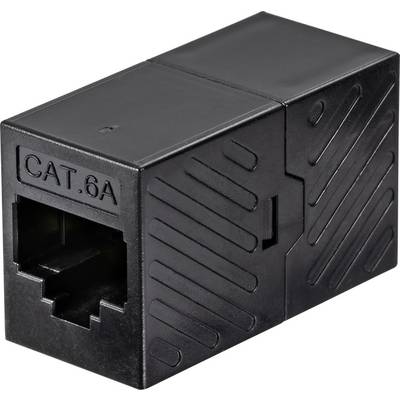 Coupleur réseau CAT.6A noir avec prise RJ45. Il sert à connecter des câbles Ethernet pour des connexions réseau rapides.