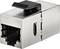 Adaptateur de câble réseau CAT 6A métallique avec fermeture à clip noir, adapté aux connexions Ethernet haut de gamme.