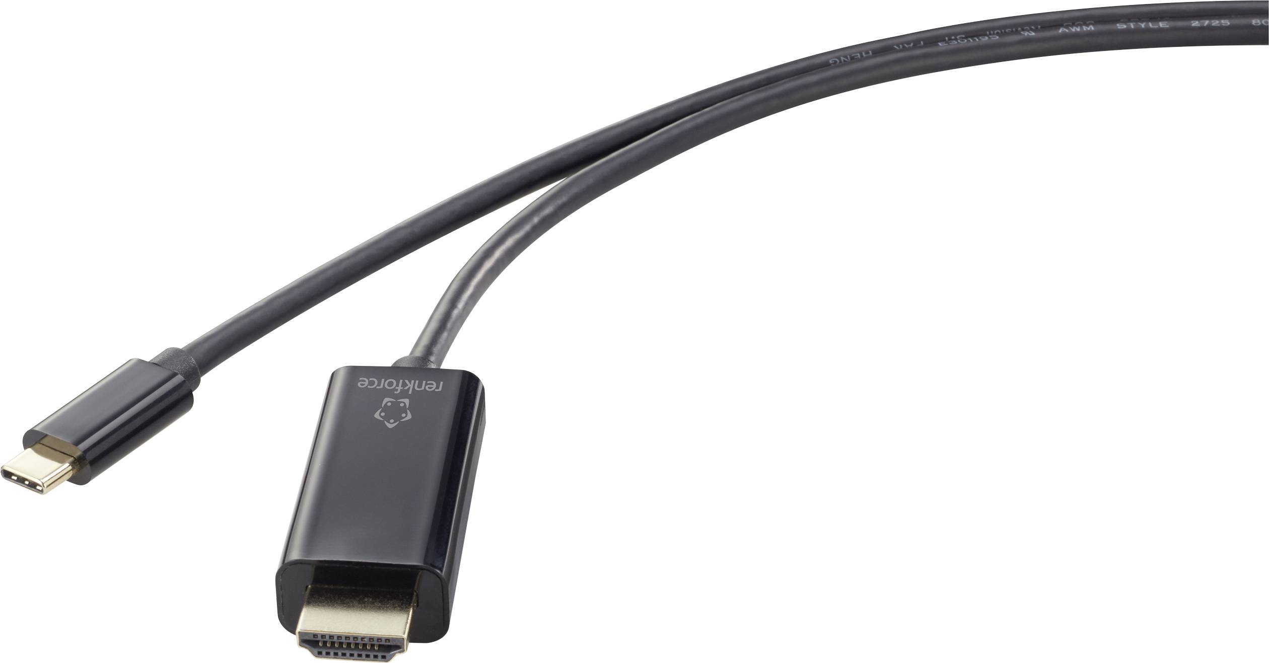 Renkforce USB-C® / HDMI Câble adaptateur USB-C® mâle, Fiche mâle HDMI-A 1.80 m noir UHD 4K @ 60 Hz RF-4531592 Câble d'af