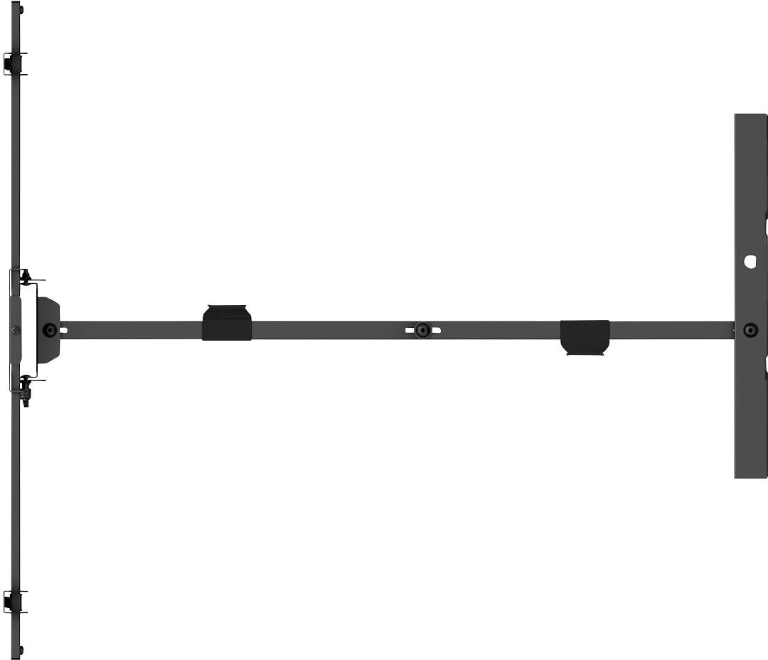 Support métallique avec bras latéraux et tige centrale pour fixation sur un mur ou une autre surface plane.