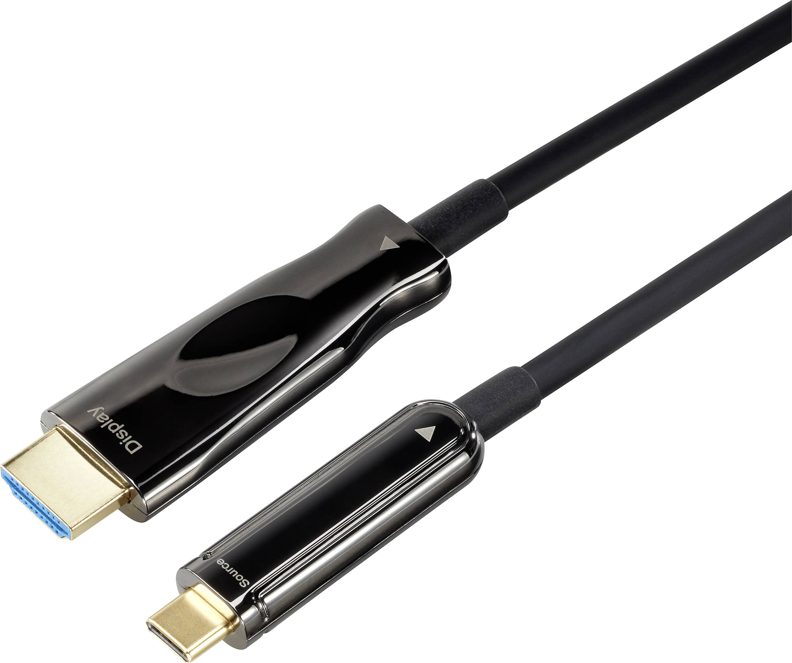 'Deux câbles : un avec une connexion DisplayPort et un avec une connexion USB-C.'