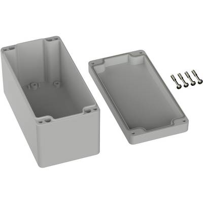 Boîtier ouvert avec son couvercle retiré, quatre vis disposées à côté. Adapté pour les composants électroniques, offrant une protection contre les influences extérieures.