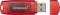 Clé USB rouge à boîtier transparent sur laquelle est inscrit 'Intenso'. Le capuchon de connexion est retiré. Capacité de stockage de 28 Go.