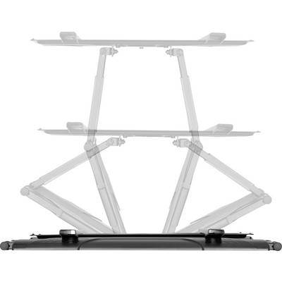 Un support pour ordinateur portable pliable, représenté à plusieurs niveaux de hauteur, montre sa hauteur réglable de manière flexible pour un travail ergonomique.