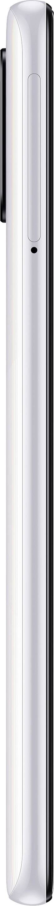 Vue latérale d'un stylo blanc et moderne avec un clip noir sur un fond blanc.