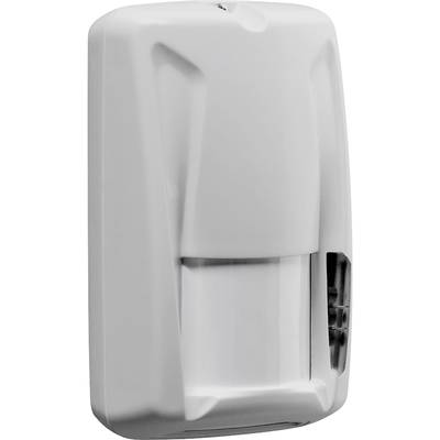Un détecteur de mouvement blanc au boîtier lisse et arrondi, adapté à une installation murale intérieure pour détecter les mouvements.