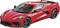 Une voiture de sport rouge à la carrosserie élancée et au design aérodynamique, représentée de profil.