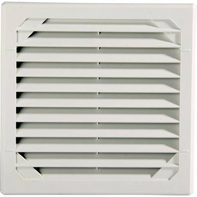 Une grille de ventilation blanche à lamelles horizontales, montée sur un mur, destinée à la ventilation d'une pièce.