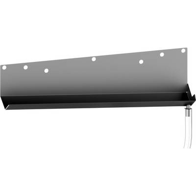 Un profilé métallique d'angle avec plusieurs trous de fixation, installé sur un mur pour maintenir et protéger un câble.