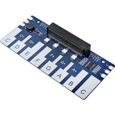 'Circuit électronique bleu avec disposition de clavier, lettres de C à C représentées, affichages LED et connexions.'
