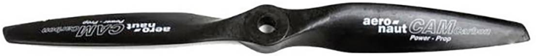 Hélice noire avec inscriptions blanches, adaptée aux modèles radiocommandés. Marquages : « CAM propeller », « aero-naut ».