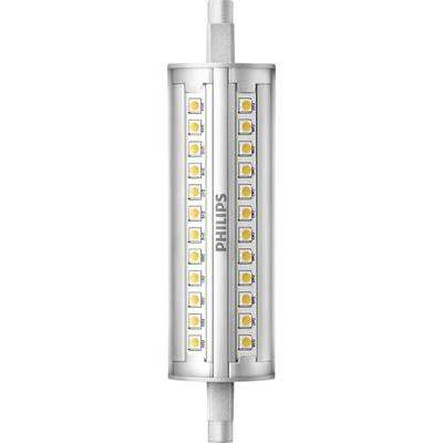 Lampe LED avec logo Philips de forme cylindrique, contenant plusieurs petites diodes LED. Adaptée pour un éclairage de haute qualité et économe en énergie.