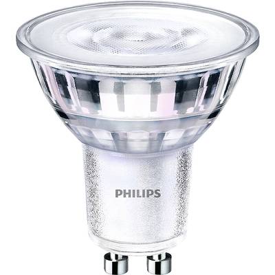 Une ampoule LED cannelée de Philips avec douille GU10, adaptée à un éclairage économe en énergie.