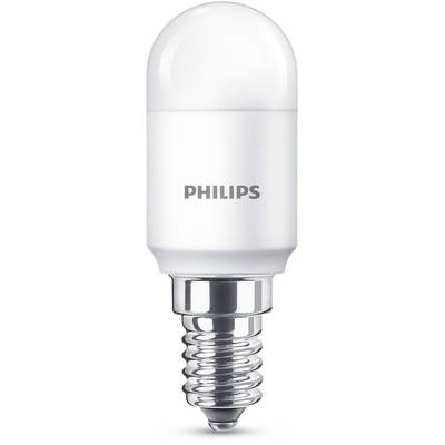 Une ampoule LED blanche de Philips avec culot E14, adaptée pour un éclairage économe en énergie.