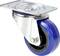 Roulette en métal avec roue bleue et articulation pivotante. Adaptée pour meubles ou appareils nécessitant une fixation à roulettes.