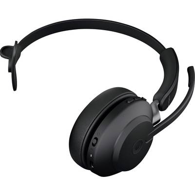 Un casque noir sans fil avec un bras de microphone ajustable et des écouteurs rembourrés, adapté pour des appels téléphoniques confortables.