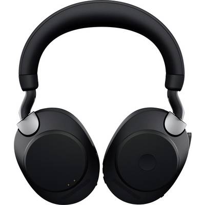 Casque noir sans fil, de type over-ear, avec arceau épais et rembourré et grands écouteurs circulaires. Design moderne et minimaliste.