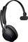 Un casque sans fil monoauriculaire noir avec un microphone rabattable. Il dispose d'un coussin d'oreille doux et d'un bandeau flexible.