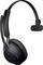 Casque sans fil noir avec écouteur unilatéral et perche micro, adapté aux appels téléphoniques et à la musique, présenté sur fond blanc.