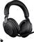 Casque audio noir sans fil avec écouteurs circumauraux et microphone, adapté aux appels téléphoniques et aux conférences vidéo. Dongle USB octogonal à côté.