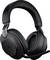Casque Jabra noir avec perche microphone, porté sur l'oreille, illustrant la vue typique du design des écouteurs modernes.