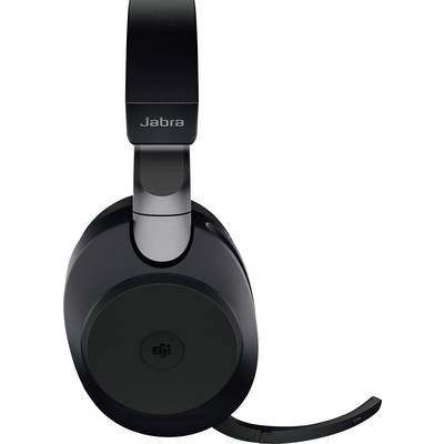 Casque noir à porter sur les oreilles avec microphone intégré, adapté pour la communication et l'écoute de musique ; restitution audio claire.