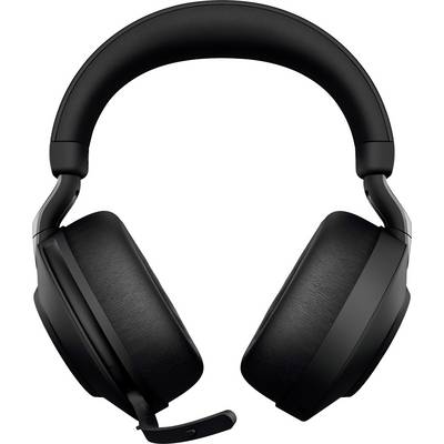 Casque noir supra-auriculaire avec perche micro, adapté aux jeux vidéo ou aux conférences téléphoniques.