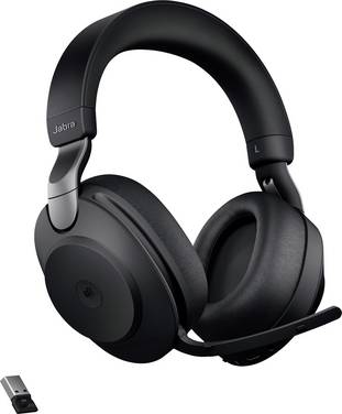 Jabra Evolve 2 85  Micro-casque supra-auriculaire Bluetooth, filaire Stereo noir Suppression du bruit du microphone volume réglable, affichage de la charge de la batterie, mise en sourdine du microphone