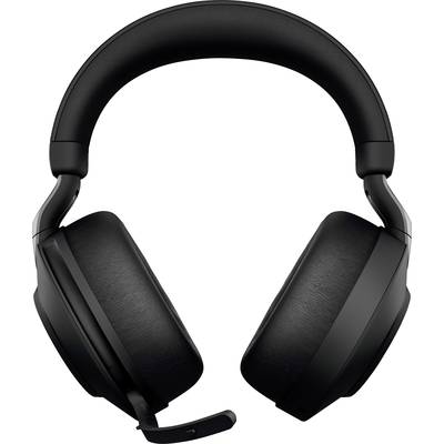 Casque audio noir à écouteurs circumauraux avec microphone, présenté de face. Adapté pour la musique ou la communication.