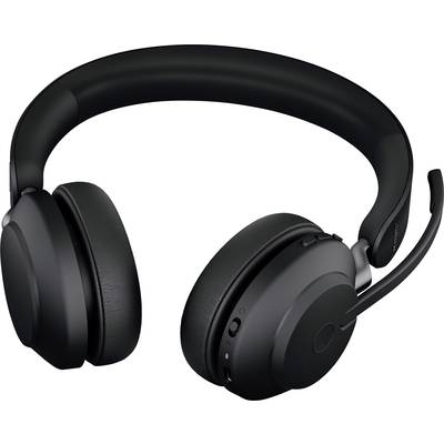 Casque audio noir sans fil over-ear avec microphone, adapté pour les appels téléphoniques et la musique, présenté sur un fond blanc.