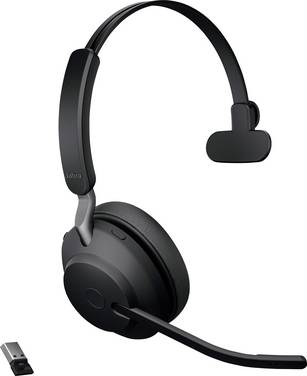 Jabra Evolve2 65 monaural Micro-casque supra-auriculaire Bluetooth Mono noir volume réglable, affichage de la charge de la batterie, mise en sourdine du microphone téléphone