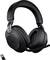 Casque sans fil noir avec arceau micro, livré avec un petit dongle USB. Parfait pour les appels téléphoniques et la musique.