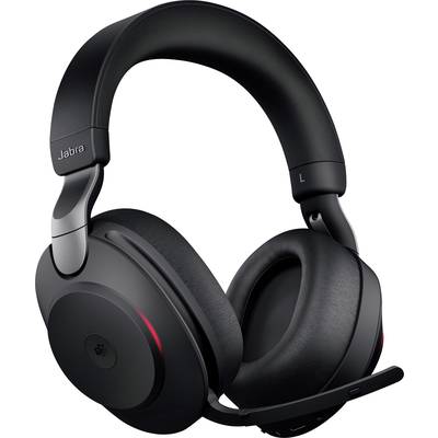 Casque audio noir Jabra avec microphone. Idéal pour les appels téléphoniques et la musique, offrant confort et réduction de bruit.