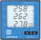 Affichage numérique d'un analyseur d'énergie avec valeurs de mesure pour L1 : 258V, L2 : 262V, L3 : 278V, cadre bleu, marque 'Janitza'.